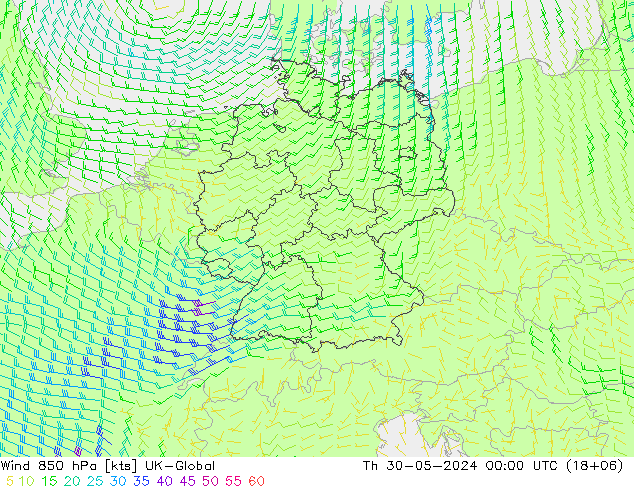 Rüzgar 850 hPa UK-Global Per 30.05.2024 00 UTC