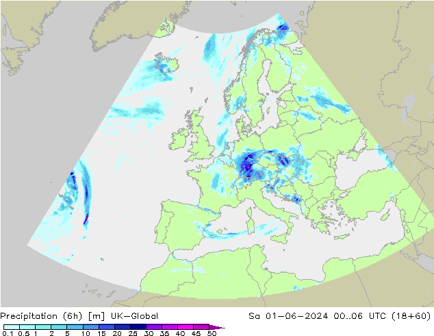 Precipitation (6h) UK-Global Sa 01.06.2024 06 UTC