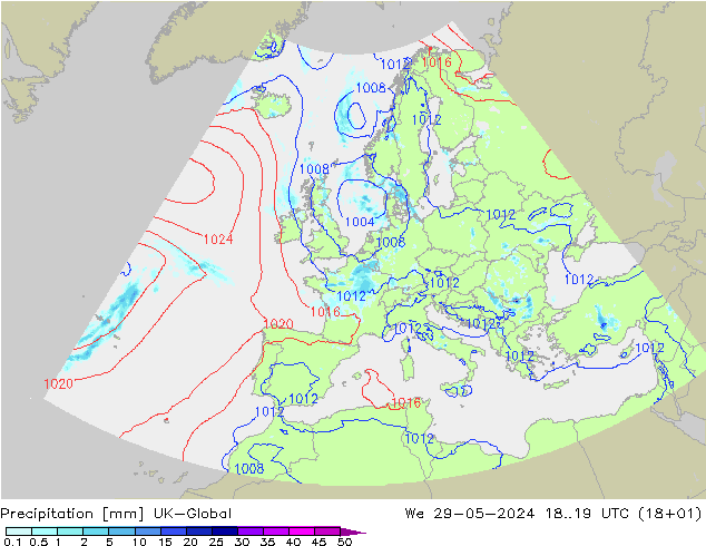 Yağış UK-Global Çar 29.05.2024 19 UTC