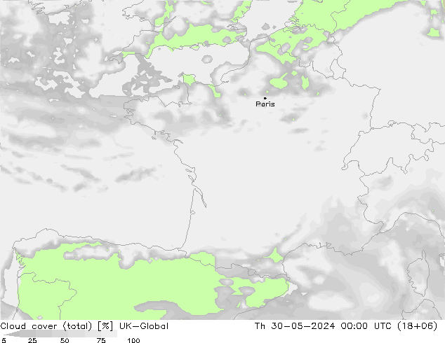 Wolken (gesamt) UK-Global Do 30.05.2024 00 UTC