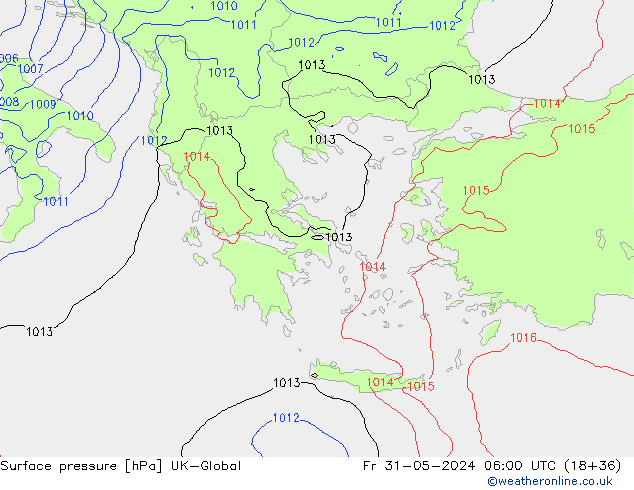 Presión superficial UK-Global vie 31.05.2024 06 UTC