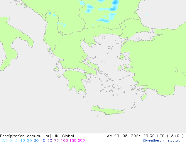 Precipitation accum. UK-Global ср 29.05.2024 19 UTC