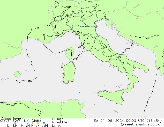 Cloud layer UK-Global Sáb 01.06.2024 00 UTC