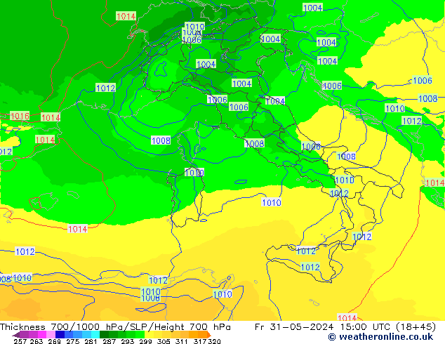 Thck 700-1000 hPa UK-Global Sex 31.05.2024 15 UTC