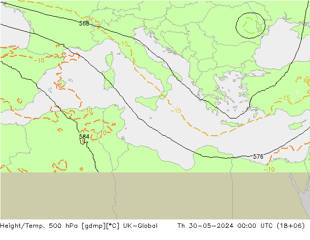 Hoogte/Temp. 500 hPa UK-Global do 30.05.2024 00 UTC