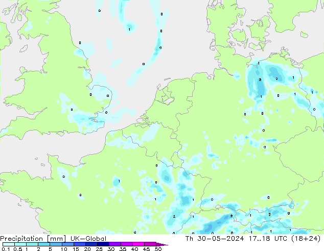 осадки UK-Global чт 30.05.2024 18 UTC