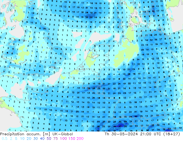 Totale neerslag UK-Global do 30.05.2024 21 UTC