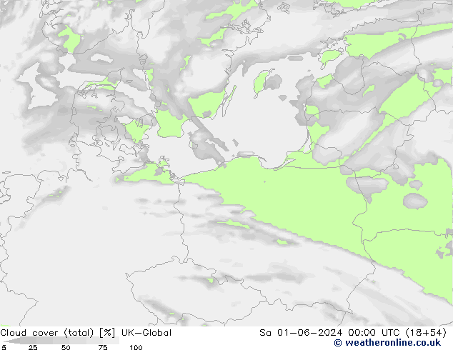 Cloud cover (total) UK-Global Sa 01.06.2024 00 UTC