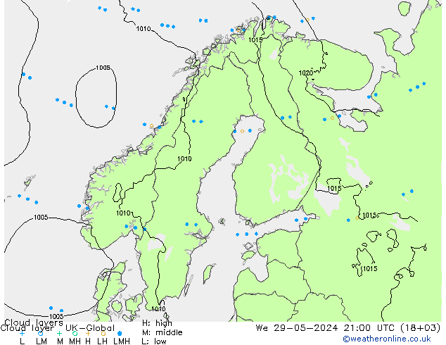 Wolkenlagen UK-Global wo 29.05.2024 21 UTC