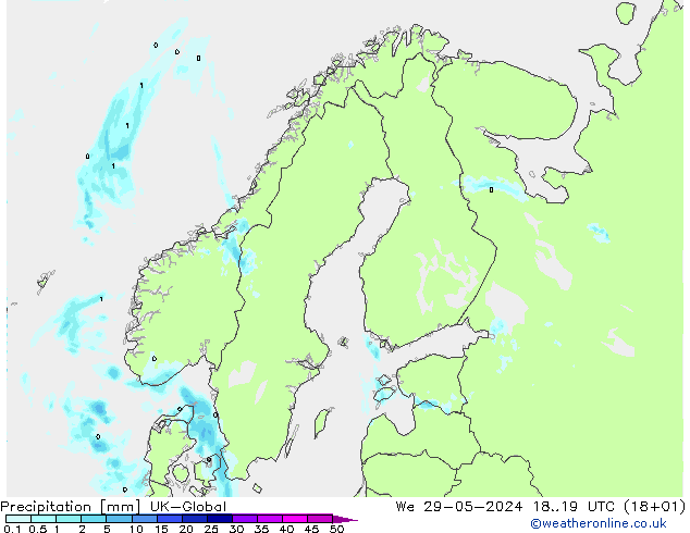 Precipitación UK-Global mié 29.05.2024 19 UTC
