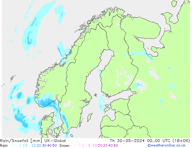 Rain/Snowfall UK-Global Th 30.05.2024 00 UTC