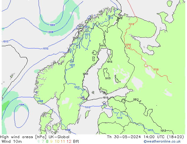 High wind areas UK-Global чт 30.05.2024 14 UTC