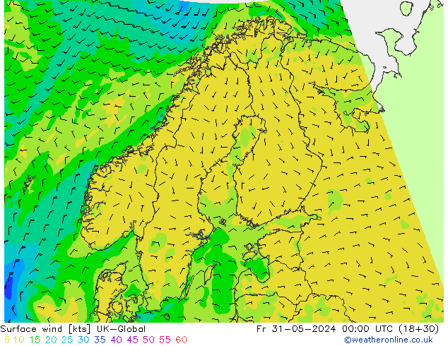 Surface wind UK-Global Fr 31.05.2024 00 UTC