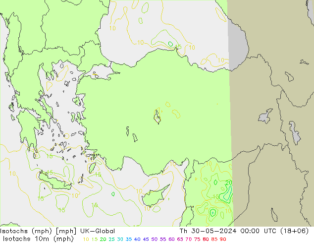 Isotachs (mph) UK-Global Th 30.05.2024 00 UTC