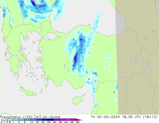 Yağış (12h) UK-Global Per 30.05.2024 06 UTC