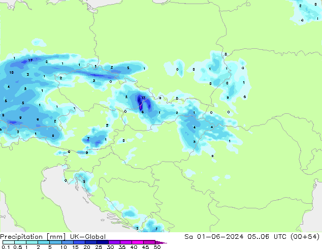 Precipitación UK-Global sáb 01.06.2024 06 UTC