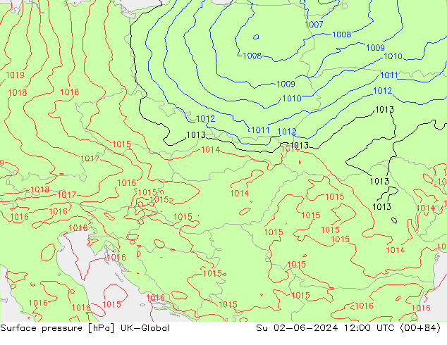 Presión superficial UK-Global dom 02.06.2024 12 UTC