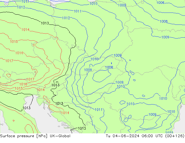 Atmosférický tlak UK-Global Út 04.06.2024 06 UTC