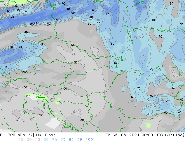 RH 700 hPa UK-Global Čt 06.06.2024 00 UTC