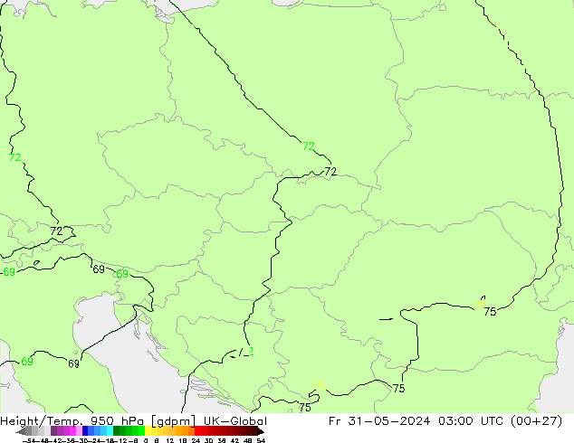 Hoogte/Temp. 950 hPa UK-Global vr 31.05.2024 03 UTC