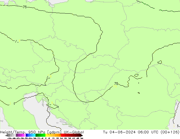 Height/Temp. 950 hPa UK-Global Tu 04.06.2024 06 UTC