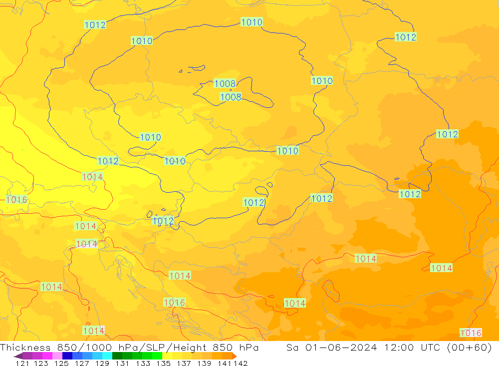 Thck 850-1000 hPa UK-Global  01.06.2024 12 UTC