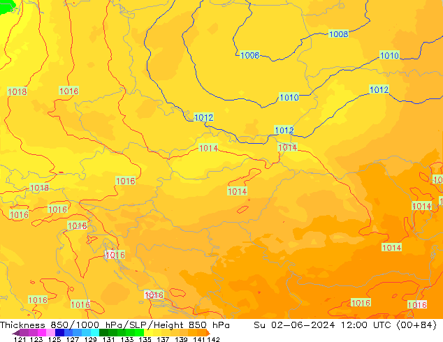 Thck 850-1000 hPa UK-Global  02.06.2024 12 UTC
