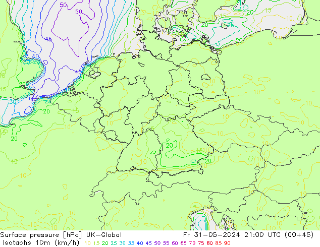 Izotacha (km/godz) UK-Global pt. 31.05.2024 21 UTC