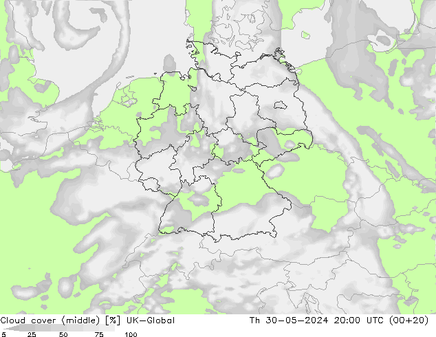 Nuages (moyen) UK-Global jeu 30.05.2024 20 UTC