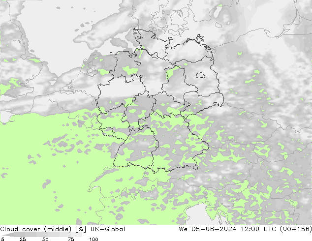 Cloud cover (middle) UK-Global We 05.06.2024 12 UTC