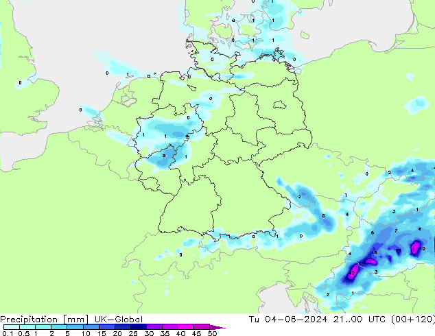 Precipitation UK-Global Tu 04.06.2024 00 UTC