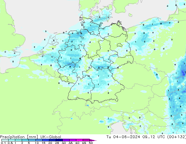 Precipitation UK-Global Tu 04.06.2024 12 UTC