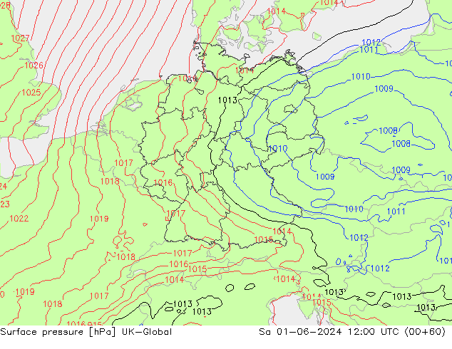 pressão do solo UK-Global Sáb 01.06.2024 12 UTC