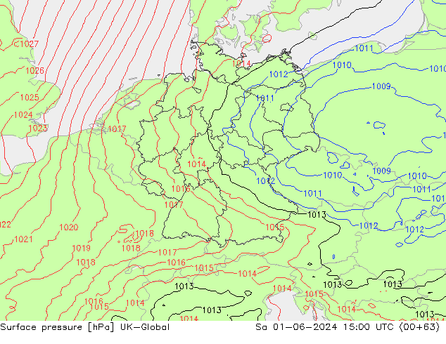 Surface pressure UK-Global Sa 01.06.2024 15 UTC