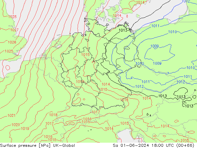 pression de l'air UK-Global sam 01.06.2024 18 UTC