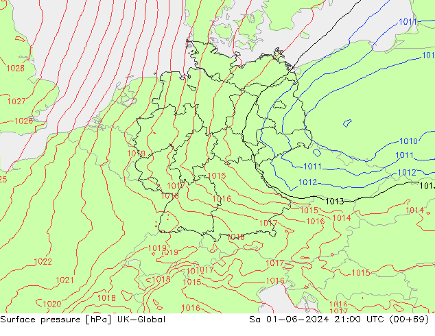 Surface pressure UK-Global Sa 01.06.2024 21 UTC