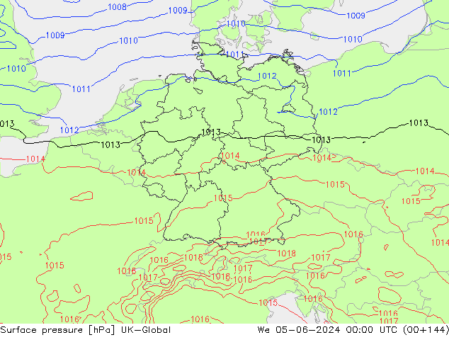 Surface pressure UK-Global We 05.06.2024 00 UTC