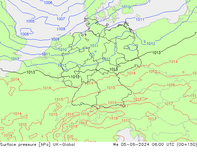 Luchtdruk (Grond) UK-Global wo 05.06.2024 06 UTC