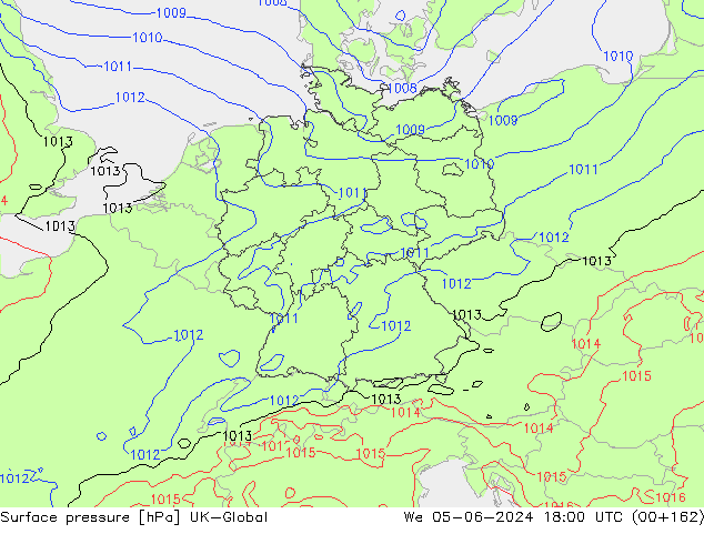 pression de l'air UK-Global mer 05.06.2024 18 UTC