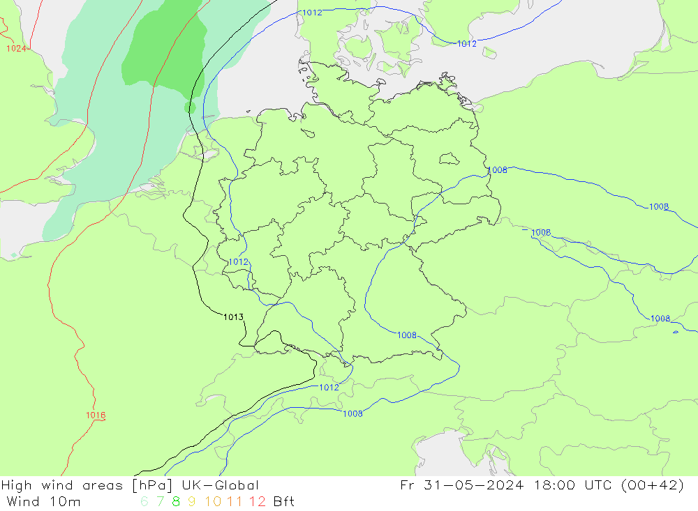 High wind areas UK-Global Fr 31.05.2024 18 UTC