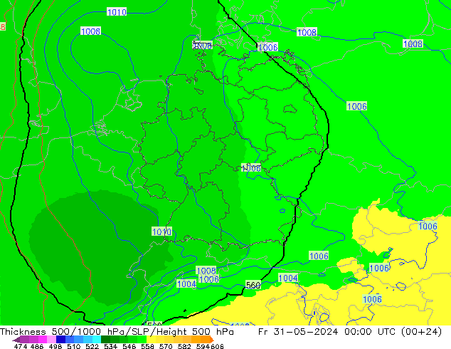 Thck 500-1000hPa UK-Global Fr 31.05.2024 00 UTC