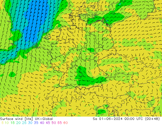 Surface wind UK-Global So 01.06.2024 00 UTC