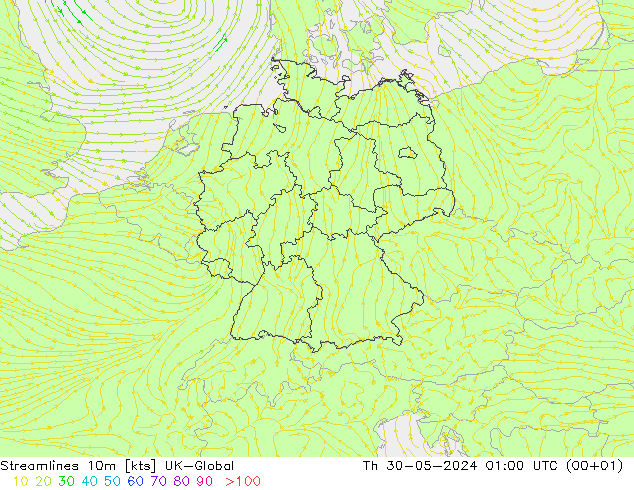 Streamlines 10m UK-Global Th 30.05.2024 01 UTC