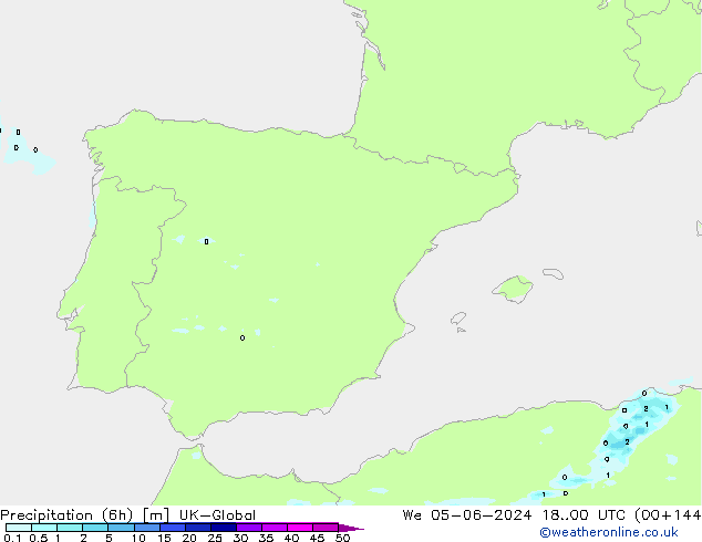 Precipitación (6h) UK-Global mié 05.06.2024 00 UTC