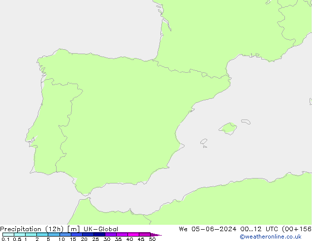 Precipitation (12h) UK-Global We 05.06.2024 12 UTC