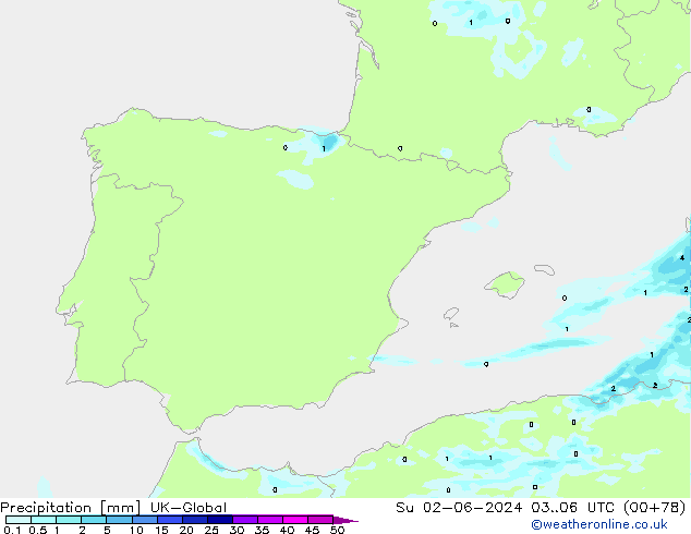 Neerslag UK-Global zo 02.06.2024 06 UTC