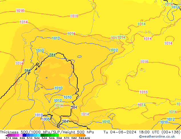 Thck 500-1000hPa UK-Global Út 04.06.2024 18 UTC