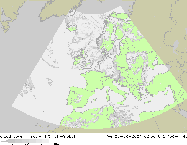 Cloud cover (middle) UK-Global We 05.06.2024 00 UTC