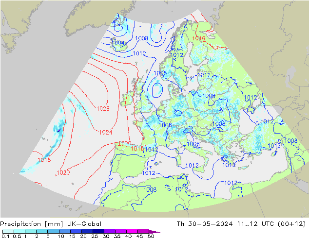Niederschlag UK-Global Do 30.05.2024 12 UTC