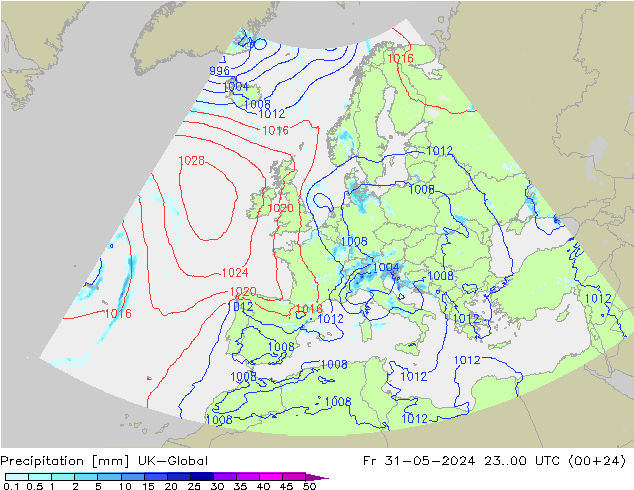 Precipitazione UK-Global ven 31.05.2024 00 UTC